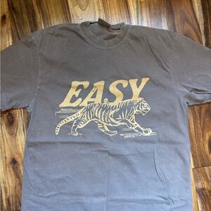 Comfort Colors Brown Shirt with Gold Easy Tiger Print - Size Medium